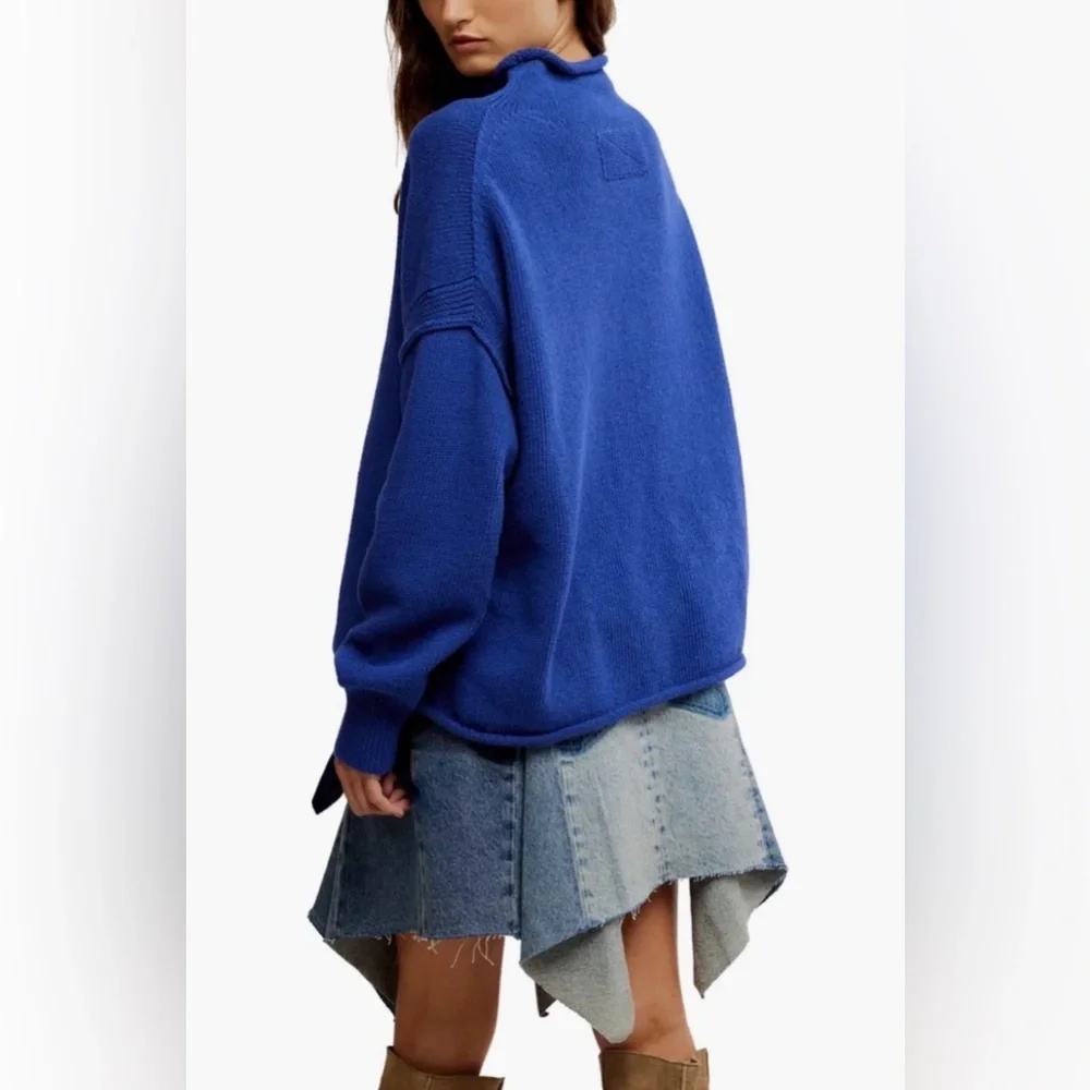 Free People Torres Turtleneck Sweater in Skipper Blue